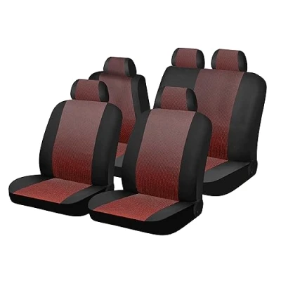 Abbildung von RBR Universal Autositzbezüge für Vorder und Hintere Sitzbezug komplette Autos Innenraum Zubehör Schwarz/Rot