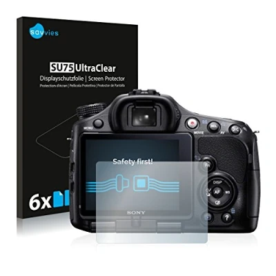 Abbildung von Savvies 6 Stück Schutzfolie für Sony Alpha 65V (SLT A65V) Displayschutz Folie Ultra Transparent
