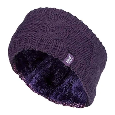 Abbildung von Heat Holders Damen outdoor gestrickt strick thermo winter stirnband mit innen fleece (One Size, Violett)