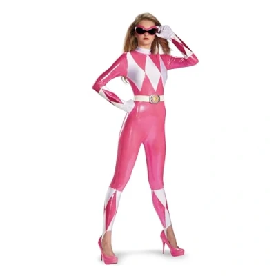 Abbildung von Disguise Damen Adult Ranger Costume Pink Kost me in Erwachsenengr e, Rosa/Weiß, Small/4 6 EU