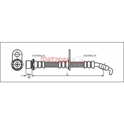 Abbildung von METZGER 4112189 Bremsschläuche 525 TOYOTA: Picnic, Carina E Limousine, Sportswagon