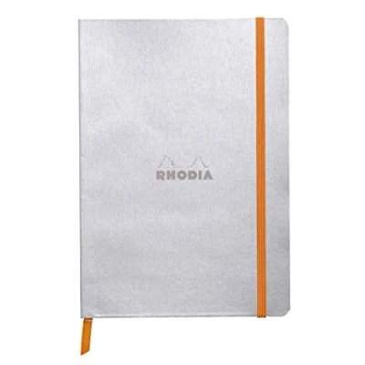 Abbildung von Rhodia 117401C Notizheft (mit weichem Umschlag, liniert, 80 Blatt, DIN A5, 14,8 x 21 cm) 1 Stück silber