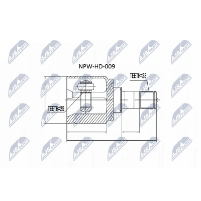 Abbildung von NTY NPW HD 009 Gelenksatz Hinterachse, Hinterachse links, rechts HONDA: CR V 3, 2, 1