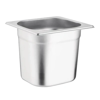 Abbildung von Vogue Gastronorm Pfanne 1/6, Edelstahltablett, Tiefe: 150 mm, Fassungsvermögen: 2,2 Liter, Behälter für heiße und kalte Speisen, Bain Marie geeignet, Deckel separat erhältlich, K992