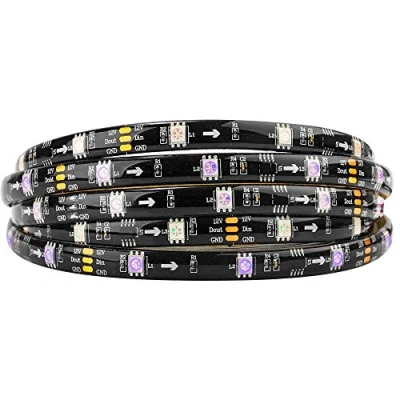 Abbildung von BTF LIGHTING WS2811 RGB adressierbare Traum Farbe LED Streifen 5m 30LEDs/m 10Pixels/m 150LEDs 50Pixels IP65 Spritzwassergeschützt Schwarz PCB Flexibel DC12V Lauflicht Effekt für Heimdekoration