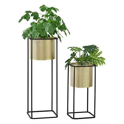 Abbildung von en.casa Blumenständer (Set, 2er), »Mettet« Pflanzenständer 2er Set Metall Goldfarben/Schwarz
