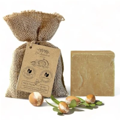 Abbildung von Dr.Ancient Argan Seifenstück, biologisch, natürlich, vegan, traditionell, handgefertigt, antik Anti Aging, Falten keine Chemikalien, reine Naturseifen, für Damen und Herren