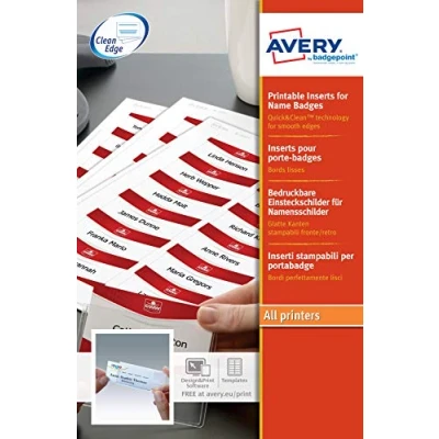 Abbildung von Badge Etikett Avery 27x75 White Box 10 Blatt