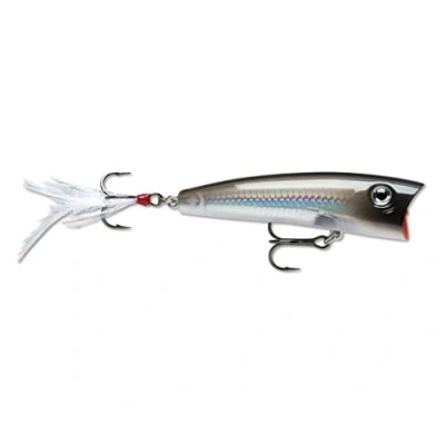 Abbildung von Rapala X Rap Pop Angelköder Angelzubehör mit Großem Konkavem Kopf Süßwasser und Salzwasser Spinnköder Lauftiefe Topwater Fischköder 7cm, 11g Hergestellt in Estland Pearl Grey Shiner