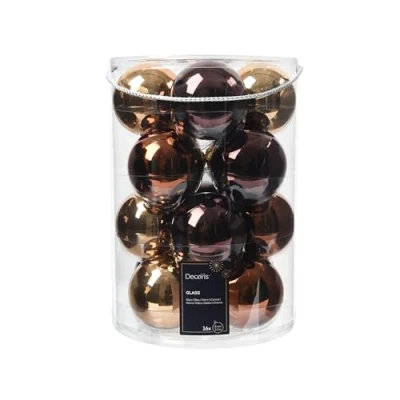 Abbildung von Kaemingk Weihnachtskugeln Glas 8cm 16 Stück glänzend Große Christbaumkugeln Weihnachtsbaumkugeln für Weihnachten Christbaumschmuck &amp; Weihnachtsbaumschmuck Braun Mix