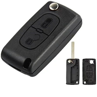 Abbildung von Schlüsselgehäuse, kompatibel mit Citroen C2 C3 C4 C5 C6 C8 Xsara Picasso Berlingo Peugeot 207 307 308 407 408 3008 5008 Partner 807 1007 Fiat Ulysse (2 Tasten Citroen, VA2