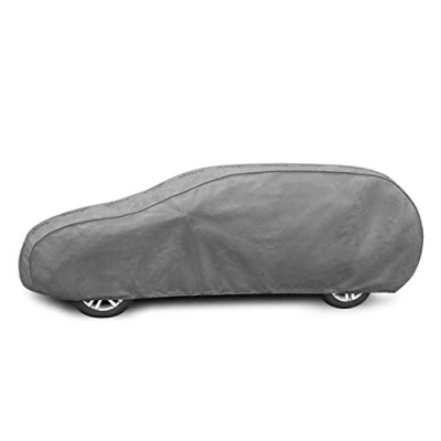 Abbildung von Autoabdeckung Wasserfest &amp; Extrastark Vollgarage Autoplane Abdeckplane gegen Regen Schnee Wind UV Strahlung Laub und anderen Schmutz Autogarage Autohülle Grau, XXL Kombi L: 485 497cm / H: 127 137cm