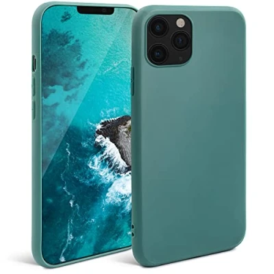 Abbildung von Moozy Minimalist Series Silikon Hülle für iPhone 11 Pro, Blau Grau Mattes Finish, Dünne, Weiche TPU Handyhülle Schutzhülle
