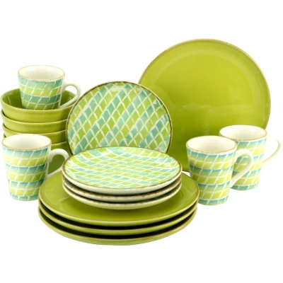 Abbildung von CreaTable Kombiservice &quot;Geschirr Set Cordoba&quot;, (Set, 16 tlg., Kaffeeservice und Tafelservice im Set, für 4 Personen), Service, Rautenmuster, Made in Europe, Teile, Personen
