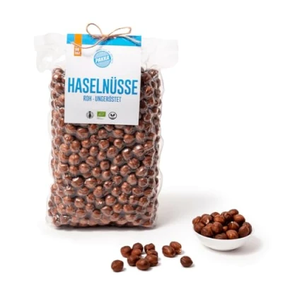 Abbildung von PAKKA Bio Jumbo Haselnüsse nature, roh und ungeröstet, 1kg, Öko &amp; Fair, direkt hergestellt abgefüllt vom Produzenten in Sugdidi, Georgien, vegan, Nüsse, 1000g (1er Pack)