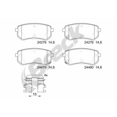 Abbildung von BRECK 24276 00 704 10 Bremsbelagsatz mit akustischer Verschleißwarnung HYUNDAI: i10 I, KIA: Picanto I