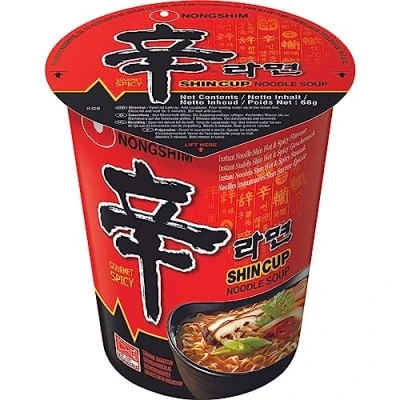 Abbildung von Nong Shim Instantnudeln Shin Ramyun Koreanische Cup Suppe scharf schnelle Zubereitung 12er Vorteilspack à 68g