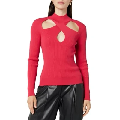 Abbildung von The Drop Pullover für Damen, Cecilia Stehkragen und Cut Out Detail, Kirschrot, M