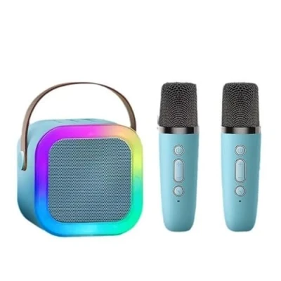Abbildung von Wireless Karaoke Lautsprecher Bluetooth Mikrofon K12 Home KTV Maschine RGB Licht tragbarer Mini (blau)