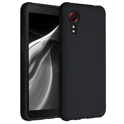 Abbildung von kwmobile Hülle kompatibel mit Samsung Galaxy Xcover 5 weiches TPU Silikon Case Cover geeignet für kabelloses Laden Schwarz matt