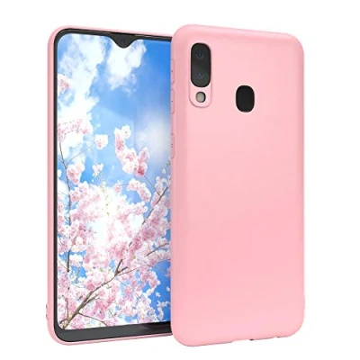 Abbildung von EAZY CASE Handyhülle Silikon mit Kameraschutz kompatibel Samsung Galaxy A20e in Rosa, Ultra dünn, Slimcover, Silikonhülle, Hülle, Softcase, Backcover