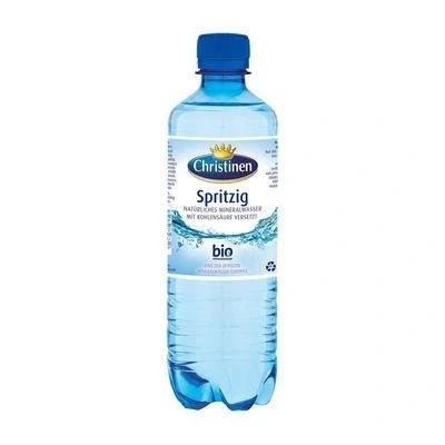 Abbildung von 24 Flaschen a 500ml Christinen Spritzig Mineralwasser mit Kohelnsäure inc. 6.00 EINWEG Pfand PET