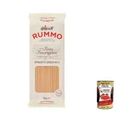 Abbildung von 8x Rummo Spaghetti Grossi N. 5 Hartweizengrieß Pasta Italienische Nudeln 500g Packung + Italian Gourmet Polpa di Pomodoro 400g Dose