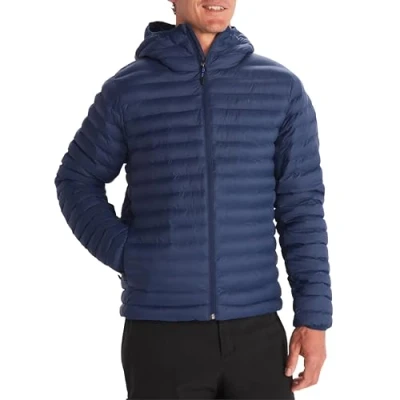 Abbildung von Marmot Herren Echo Featherless Hoody, Ultra leichte isolierte Winterjacke, warme Outdoorjacke mit Kapuze, wasserabweisende Steppjacke, winddichte Funktionsjacke, klein packbar, Navy, S