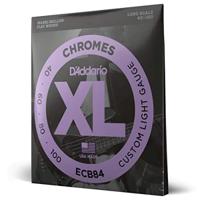 Abbildung von D&#039;Addario E Bass Gitarrensaiten Saiten Bassgitarre Strings Guitar ECB84 XL Saitensatz Long 0,1 cm 0,25 (.040 .100 Zoll)
