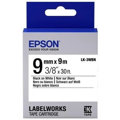 Abbildung von Epson Etikettenkassette LK 3WBN Standard schwarz auf weiß 9mmx9m