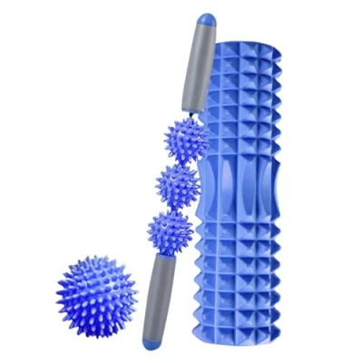 Abbildung von Packen Sie Massageroller, Massageball und Massagestab EIN. Schaumstoffrolle für Muskeltherapie, Massage, Pilates, Yoga. Fitness Schaumstoffrolle. Stoffzylinder zur Schmerzlinderung Training 45cm