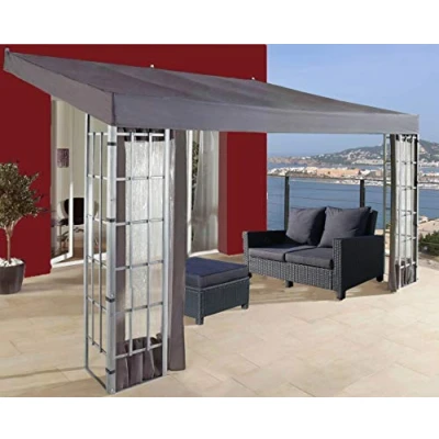 Abbildung von Quick Star Anbaupavillon Ersatzdach Anbaupergola Alu Optik 3x4m Anthrazit, Mit Ablaufösen gegen Wassersackbildung