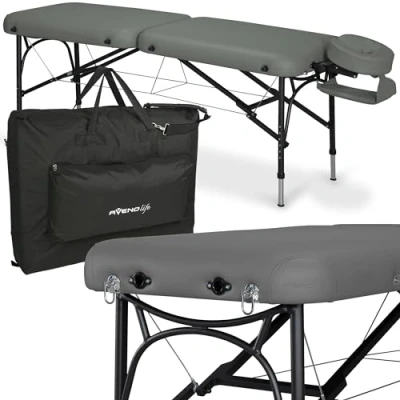 Abbildung von HABYS Luna Light 2 Zonen Aluminium Massageliege besonders leichtgewichtig, Klappbar, Massagetisch, Massagebank, Vollausstattung, 214 x 60 cm, Belastung bis 270 kg, MDR Zertifizieriung (Grau)