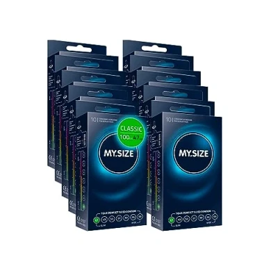 Abbildung von MY.SIZE Classic Kondome Größe 1 I 47 mm Breite 100 Stück Maxipackung Premium extra dünn gefühlsecht hauchzart dünne 0,07 Wandstärke vegan Condoms for men