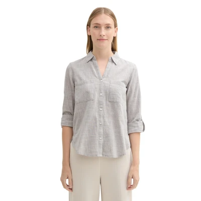 Abbildung von TOM Tailor MIT Brusttaschen Hemdbluse, Damen, Größe: 46, Explicit grey
