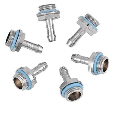 Abbildung von Lazmin PC Wasserkühlung, 6 PCS Two Touch Fitting G1 / 4 Gewinde Widerhaken Verbindungsrohr für Computer Wasserkühlungssystem (11mm)