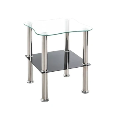 Abbildung von HAKU Möbel Beistelltisch Edelstahl, schwarz, Sicherheitsglas Maße: B 40 cm x H 47 T cm, Style: Modern