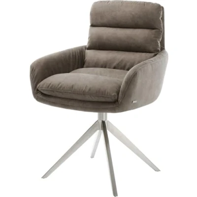Abbildung von Drehstuhl Abelia Flex mit Armlehnen Mikrofaser Taupe Vintage Kreuzgestell breit Edelstahl 360 drehbar Wippfunktion