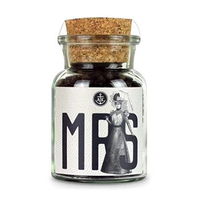 Abbildung von Ankerkraut Misses Pepper, grober schwarzer Pfeffer Gewürz für Salz Mühle, perfekt zur Hochzeit Braut, Hochzeitsgeschenk, 70 g im Korkenglas