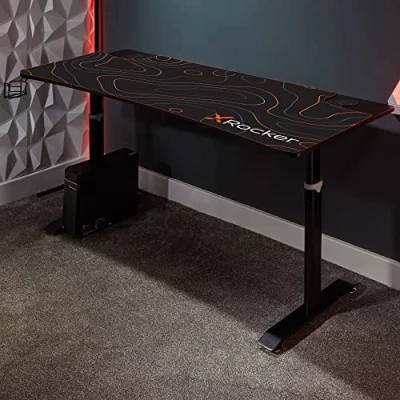 Abbildung von x Rocker Cougar XL Ultra Wide Aluminium Carbon Gaming Tisch Höhenverstellbarer Schreibtisch mit Kabelmanagement Computertisch 160,5 80 65 cm