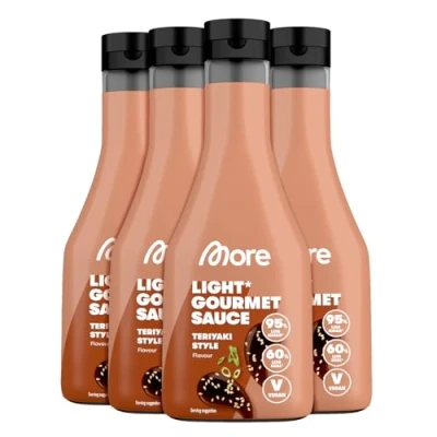 Abbildung von MORE Light Gourmet Sauce, Teriyaki, 4 x 285 ml, kalorienreduzierte Soße, ohne Zuckerzusatz und unnötigem Fett