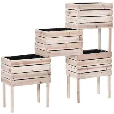 Abbildung von 4 tlg. Hochbeet aus Holz Kombinationsmodi Blumenkasten Garten Natur