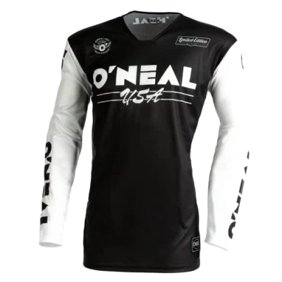 Abbildung von O&#039;NEAL Motocross Shirt Langarm MX MTB Mountainbike Leichtes Material, ergonomischer Slim Fit Schnitt für perfekte Passform Mayhem Jersey Bullet V.22 Erwachsene Schwarz Weiß Größe XXL