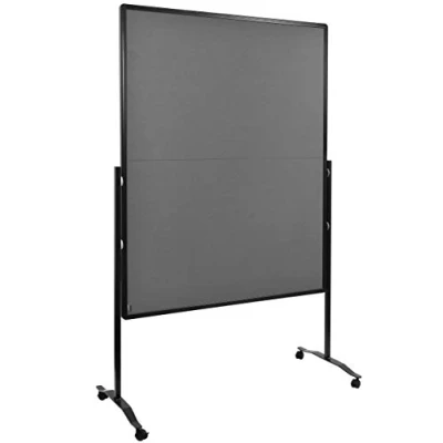 Abbildung von Legamaster Premium Plus Moderationswand klappbar grau 150x120 cm doppelseitig, mit Filz bezogenes Pinboard einsetzbar als Trennwand inkl. 4 feststellbaren Rollen und Papierhaken