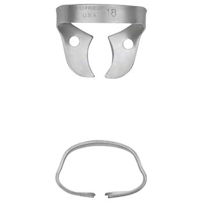 Abbildung von Kofferdam Klammer Satin Steel Figur 18 OK/UK Molaren Stück