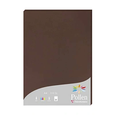 Abbildung von Clairefontaine 24202C Packung mit 25 Karten Pollen 210g, DIN A4, 21 x 29,7cm, Schokoladenbraun