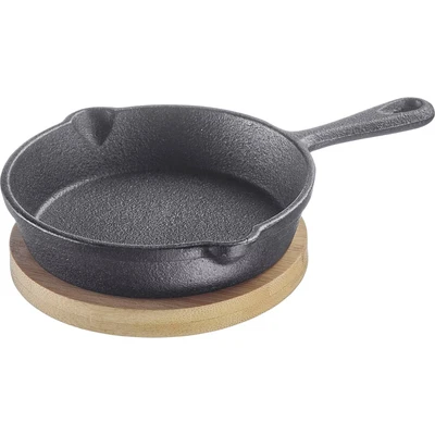 Abbildung von WESTMARK Grillpfanne Tapas + Friends, Aluminiumguss, 125 ml, inkl. Bambus Untersetzer