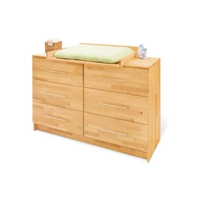 Abbildung von PINOLINO Wickelkommode Natura Ökologische, Extrabreite Wickelkommode, Wickelfläche, Wickelhöhe, Wickelaufsatz Abnehmbar, Buche, Geölt, 85 X 75 94 cm