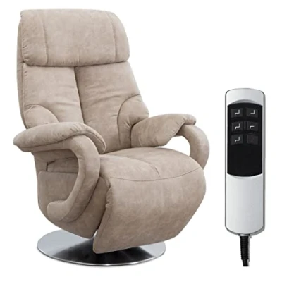 Abbildung von CAVADORE TV Sessel Istanbul / Fernsehsessel mit elektrisch verstellbarer Relaxfunktion 2 E Motoren 80 x 115 79 Lederoptik: Beige