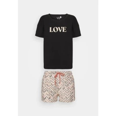 Abbildung von Lascana VD Graphic Shorty Pyjama, Damen, Größe: 32/34, Black/lt twi